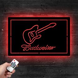budweiser guitar metal led sign man cave home bar wall art decor 2068 1