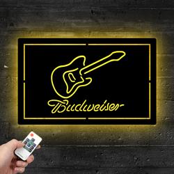budweiser guitar metal led sign man cave home bar wall art decor 2068 4