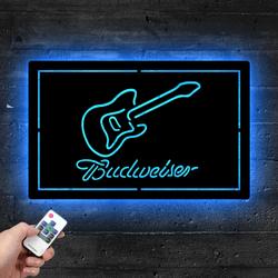 budweiser guitar metal led sign man cave home bar wall art decor 2068 5