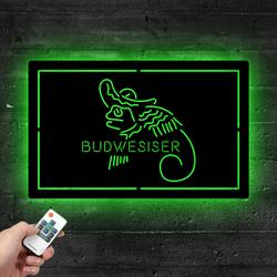 budweiser lizard cowboys mexico metal led sign man cave home bar wall art decor 2069 2