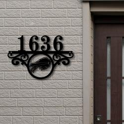 Buffalo Bills Metal Monogram Address NFL Fan House Number Sign