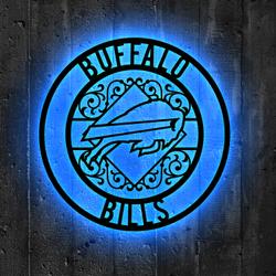 Buffalo Bills Metal Sign LED Light NFL Monogram Wall Art Decors