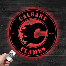 Calgary Flames Metal LED Sign Wall Art Home Decor