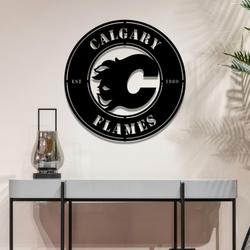calgary flames metal led sign wall art home decor 1865 1