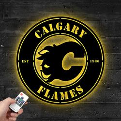 calgary flames metal led sign wall art home decor 1865 2