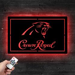 Carolina Panthers Crown Royal Metal LED Sign Man Cave Home Bar Wall Art Decor