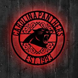 carolina panthers metal sign led light nfl monogram wall art decor 63 3