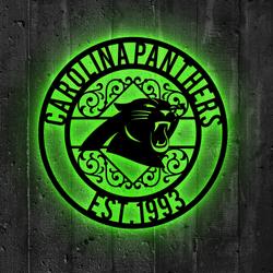 carolina panthers metal sign led light nfl monogram wall art decor 63 4