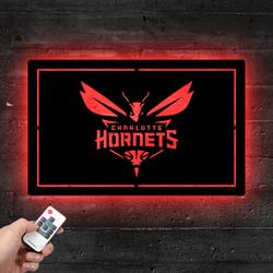 Charlotte Hornets Metal LED Sign Man Cave Home Bar Wall Art Decor