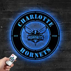 Charlotte Hornets Metal LED Sign Wall Art Home Decor