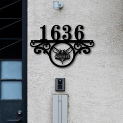 charlotte hornets metal monogram address nba fan house number sign 903 2