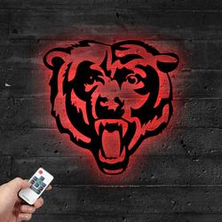 chicago bears bear head metal led sign wall art home decor 750 4
