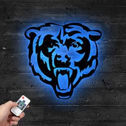 chicago bears bear head metal led sign wall art home decor 750 5