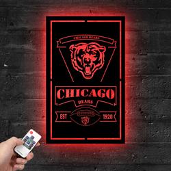 Chicago Bears Est 1920 Metal LED Sign Man Cave Home Bar Wall Art Decor