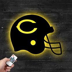 CHICAGO BEARS HELMET Metal LED Sign Wall Art Home Decor