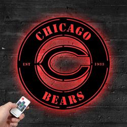 Chicago Bears Metal LED Sign Wall Art Home Decor