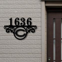 Chicago Bears Metal Monogram Address NFL Fan House Number Sign