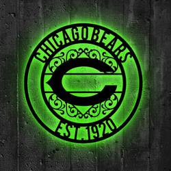 chicago bears metal sign led light nfl monogram wall art decor 64 4