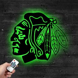 chicago blackhawks logo head metal led sign wall art home decor 753 3