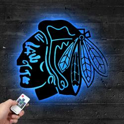 chicago blackhawks logo head metal led sign wall art home decor 753 4