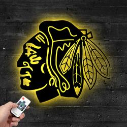 chicago blackhawks logo head metal led sign wall art home decor 753 5