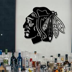 chicago blackhawks logo head metal led sign wall art home decor 753 7