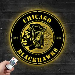 Chicago Blackhawks Metal LED Sign Wall Art Home Decor