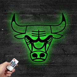 chicago bulls bulls head metal led sign wall art home decor 742 3