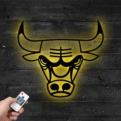 chicago bulls bulls head metal led sign wall art home decor 742 5