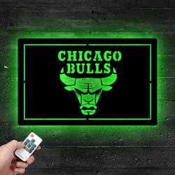 chicago bulls metal led sign man cave home bar wall art decor 2156 3