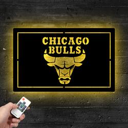chicago bulls metal led sign man cave home bar wall art decor 2156 4