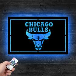 chicago bulls metal led sign man cave home bar wall art decor 2156 5