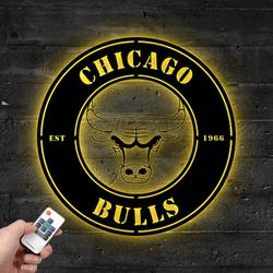 chicago bulls metal led sign wall art home decor 1905 2