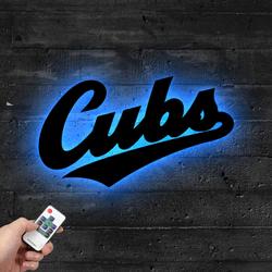CHICAGO CUBS Baseball Team  Metal LED Sign Wall Art Home Decor