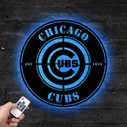 Chicago Cubs Metal LED Sign Wall Art Home Decor