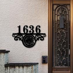 chicago cubs metal monogram address mlb fan house number sign 962 5