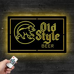 chicago cubs old style metal led sign man cave home bar wall art decor 2160 4