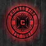 chicago fire fc metal sign led light mls monogram wall art decor 110 0