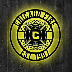 chicago fire fc metal sign led light mls monogram wall art decor 110 2