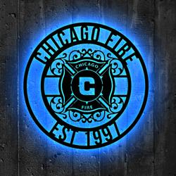 chicago fire fc metal sign led light mls monogram wall art decor 110 3