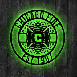 chicago fire fc metal sign led light mls monogram wall art decor 110 4