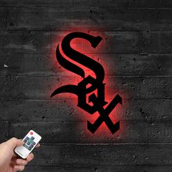 chicago white sox baseball team metal led sign wall art home decor 746 4