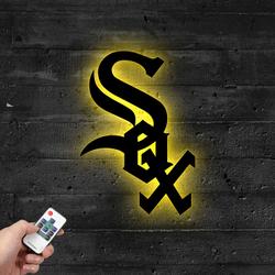 chicago white sox baseball team metal led sign wall art home decor 746 5