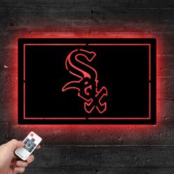 Chicago White Sox Metal LED Sign Man Cave Home Bar Wall Art Decor