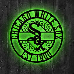 chicago white sox metal sign led light mlb monogram wall art decor 145 2