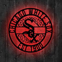 chicago white sox metal sign led light mlb monogram wall art decor 145 3