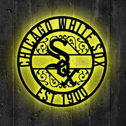 chicago white sox metal sign led light mlb monogram wall art decor 145 4