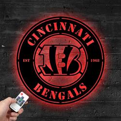 Cincinnati Bengals Metal LED Sign Wall Art Home Decor