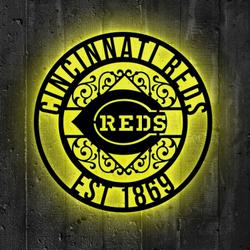 cincinnati reds metal sign led light mlb monogram wall art decor 140 4