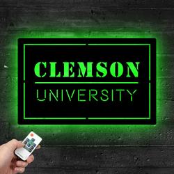 clemson university ncaa metal led sign man cave home bar wall art decor 2155 3